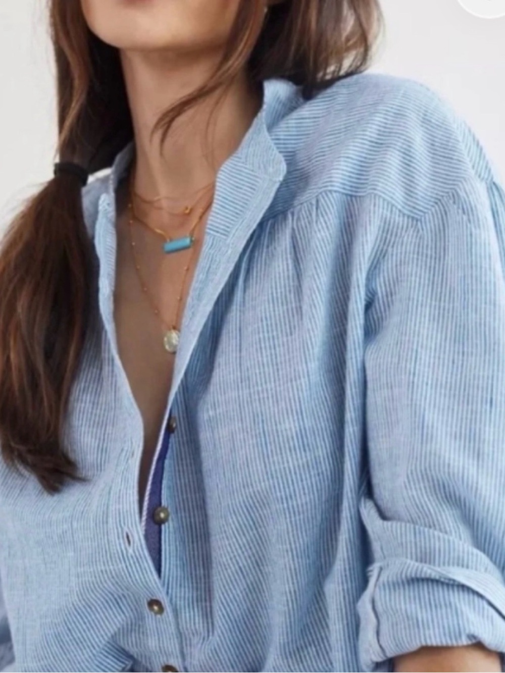 Pilcro Light Blue Pinstripe Button-Down Shirt
